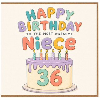 Niece 36th Birthday Card, To The Most Awesome Niece