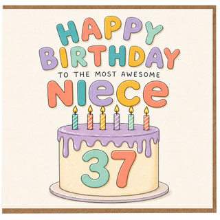 Niece 37th Birthday Card, Happy Birthday to the Most Awesome Niece Card