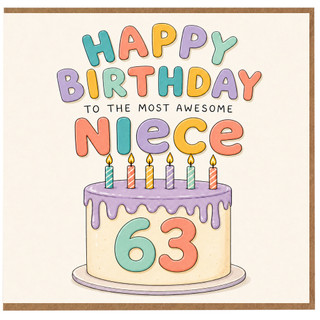 Niece 63rd Birthday Card, Happy Birthday to the Most Awesome Niece