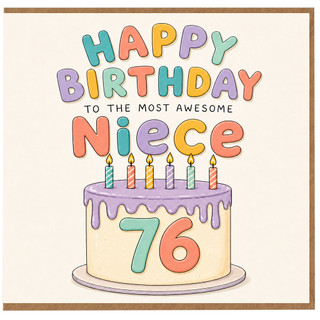 76th Birthday Card for Niece, Happy Birthday to the Most Awesome Niece Card