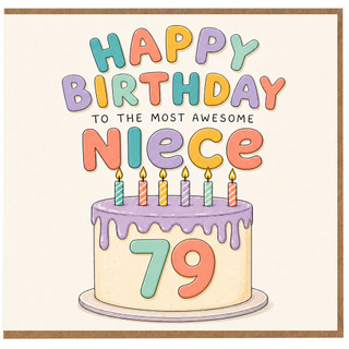 79th Birthday Card for Niece, Happy Birthday to the Most Awesome Niece