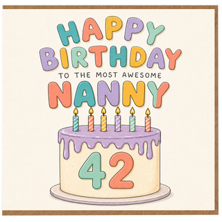 Nanny 42nd Birthday Card, Happy Birthday to the Most Awesome Nanny Card