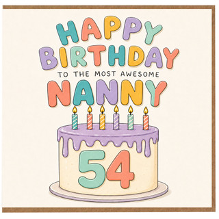 Nanny 54th Birthday Card, Happy Birthday to the Most Awesome Nanny Card