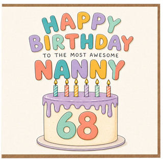 Nanny 68th Birthday Card, Happy Birthday to the Most Awesome Nanny