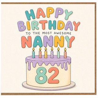 Nanny 82nd Birthday Card, Happy Birthday to the Most Awesome Nanny