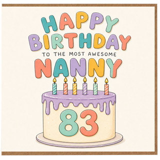 Nanny 83rd Birthday Card, Happy Birthday to the Most Awesome Nanny Card