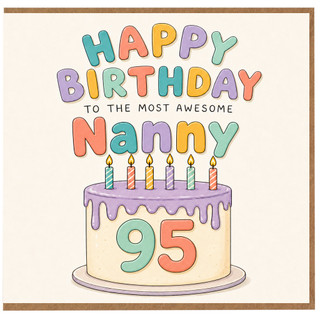 Nanny 95th Birthday Card, Happy Birthday to the Most Awesome Nanny Card
