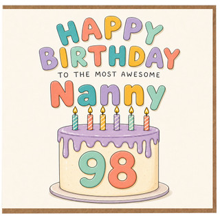 Nanny 98th Birthday Card, To The Most Awesome Nanny
