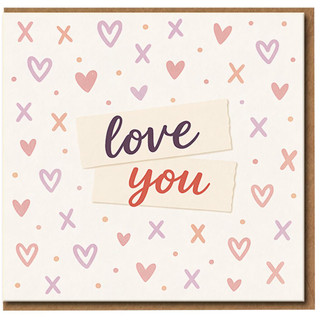 Love You Card - Cute Hearts Design - Romantic Love/Anniversary Greeting Card for Partner - Valentine's Day or Anniversary - Pastel Heart Pattern - Blank Inside - A5