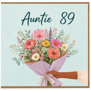 Auntie 89th Birthday Card, Floral Bouquet Design