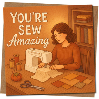 You're Sew Amazing Sewing Pun Greeting Card, 145mm x 145mm, Thank You Card for Sewists, Dressmakers & Crafters, Includes Kraft Envelope