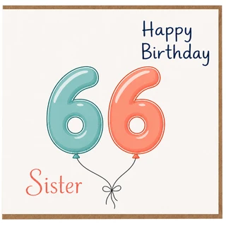 Sister 66th Birthday Card, Happy Birthday Balloons Design