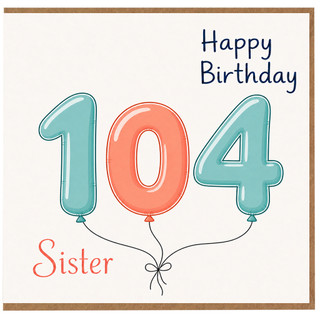 Sister 104th Birthday Card, Happy Birthday Sister Card