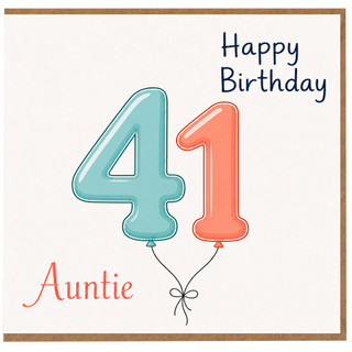41st Birthday Card for Auntie, Happy Birthday Auntie Card