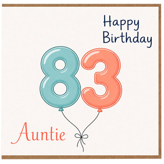 Auntie 83rd Birthday Card, Happy Birthday Card for Auntie