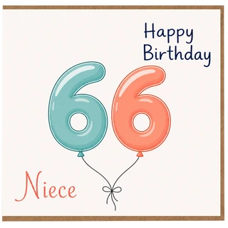 Niece 66th Birthday Card, Happy Birthday Balloons Design