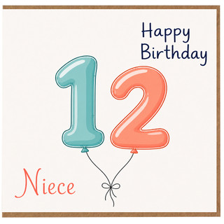 Niece 72nd Birthday Card, Happy Birthday Balloon Design