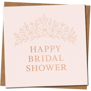 Happy Bridal Shower Card - Floral Pink Design for the Bride-to-Be, Elegant Square Greeting Card, 145mm x 145mm, Includes Kraft Envelope