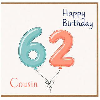 Cousin 62nd Birthday Card