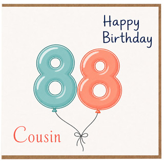 Cousin 88th Birthday Card, Happy Birthday Balloon Design