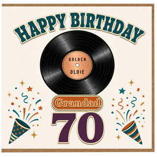 70th Birthday Card for Grandad - Golden Oldie Vinyl Record Design