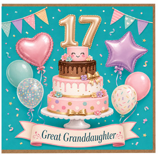 17th Birthday Card for Great Granddaughter