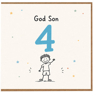 God Son 4th Birthday Card
