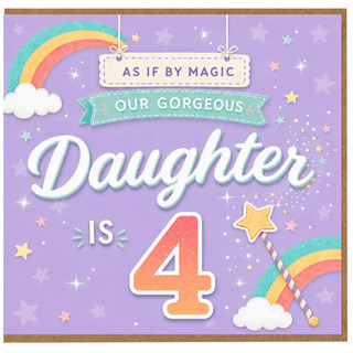 Daughter 4th Birthday Card, Magical Rainbow Stars Design