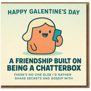 Funny Galentine's Day Card for Friend - A Friendship Built on Being a Chatterbox - Cute Phone Character - Happy Galentine's Day Friendship Card