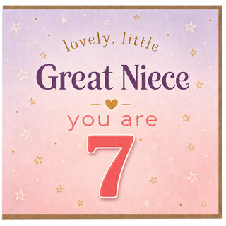 7th Birthday Card for Great Niece