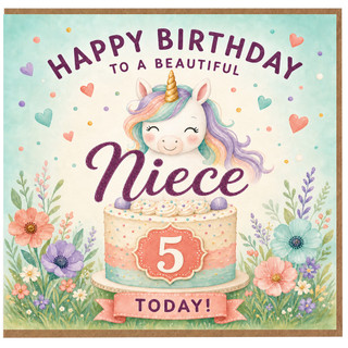 5th Birthday Card for Niece, Happy Birthday to a Beautiful Niece Card