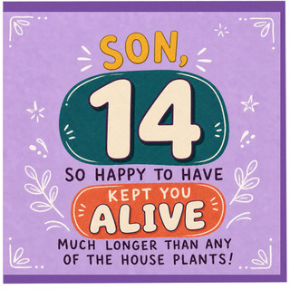 14th Birthday Card for Son, Funny Son 14 Birthday Card