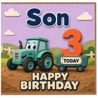 Son 3rd Birthday Card, Happy Birthday Tractor Card