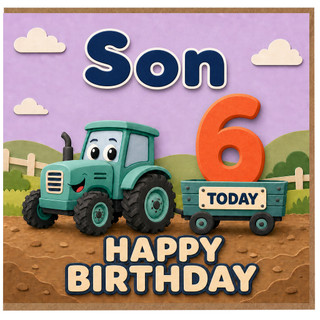 Son 6th Birthday Card, Tractor Happy Birthday Card