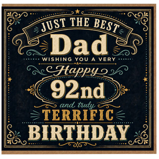 Dad 92nd Birthday Card, Happy 92nd Birthday Card for Dad, Just the Best Dad Birthday Card