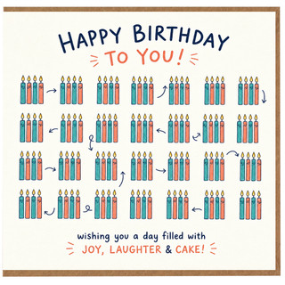 Birthday Card, Happy Birthday To You Card, Joy Laughter & Cake Greeting Card