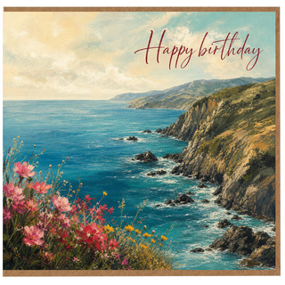Happy Birthday Card, Scenic Coastal Landscape Card