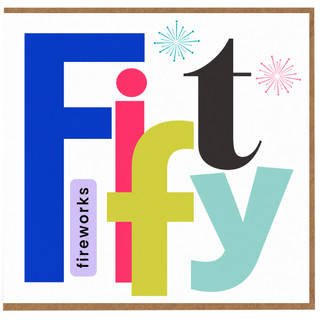 50th Birthday Card, Fifty Fireworks Design