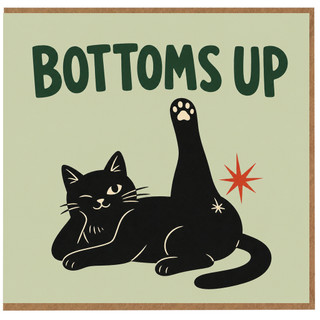 Funny Cat Card, Bottoms Up Greeting Card
