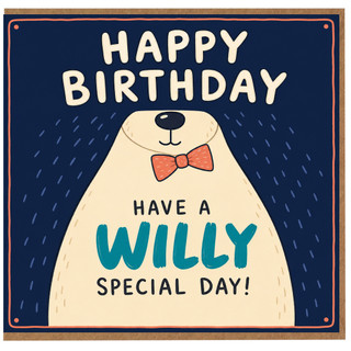 Birthday Card, Cute Polar Bear Happy Birthday Card for a Willy Special Day