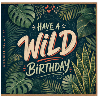 Wild Birthday Card, Tropical Jungle Birthday Card