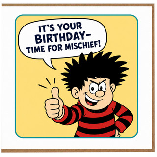 Funny Birthday Card, It’s Your Birthday Time for Mischief Cartoon Card