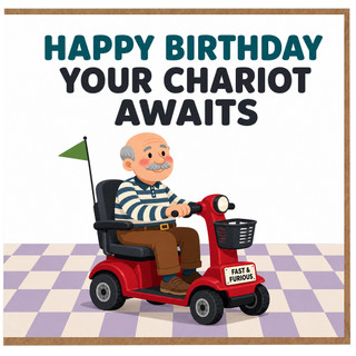 Grandad Birthday Card, Happy Birthday Your Chariot Awaits