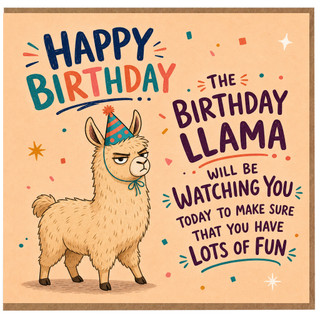 Funny Birthday Llama Card