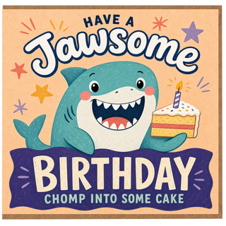 Shark Birthday Card, Jawsome Birthday Card for Kids