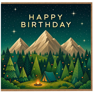 Birthday Card, Camping Adventure Happy Birthday Card