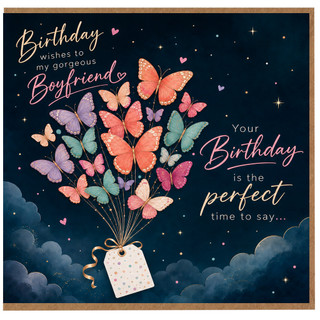 Boyfriend Birthday Card, Gorgeous Birthday Wishes Butterfly Design