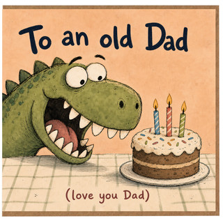Dad Birthday Card, Funny Dinosaur Card for Dad