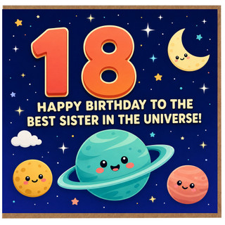 18th Birthday Card for Sister, Happy Birthday to the Best Sister in the Universe