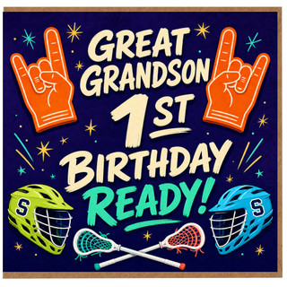 Great Grandson 1st Birthday Card, Sports Lacrosse Birthday Card